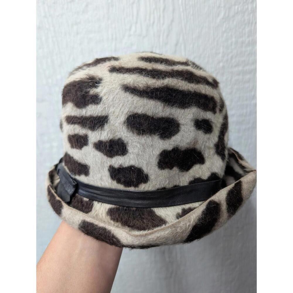 Vintage Eric Javits Wool Mohair Giraffe Animal Print Hat - Picture 2 of 6